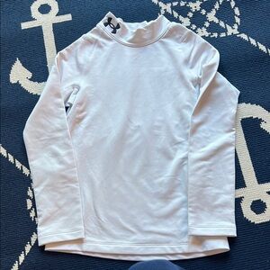 Under Armour Kids Long Sleeve Mock Neck Compression White Tee